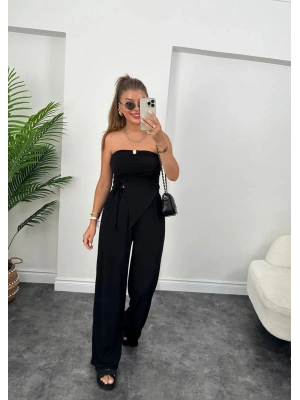 Kadın andy Kumaş tarplez Bluz Ve Palazzo Pantolon Ikili Takım