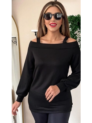 Kadın Askılı Iki Omuzu Açık Salaş Yün Viskon Bluz