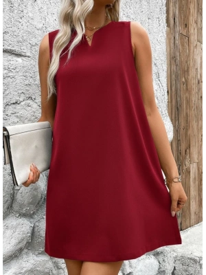 Kadın Askılı V Yakalı Geniş Kesim Detaylı Kısa Janjan Krep Elbise