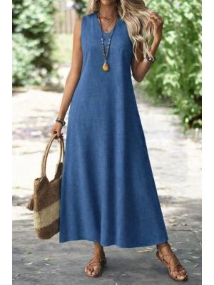 Kadın Askılı V Yakalı Uzun Elbise