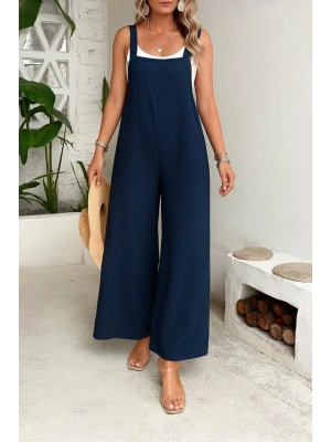 Kadın Askılı Yandan Fermuarlı Geniş Paçalı Valencia Tulum