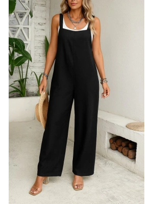 Kadın Askılı Yandan Fermuarlı Geniş Paçalı Valencia Tulum