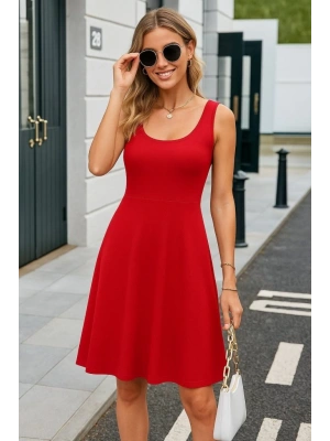 Kadın Askılı Yuvarlak Yaka Kısa Viskon Elbise