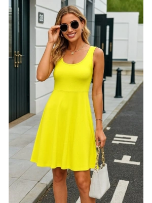 Kadın Askılı Yuvarlak Yaka Kısa Viskon Elbise