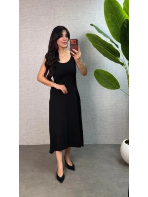 Kadın Askılı Yuvarlak Yaka üprem Kumaş Elbise