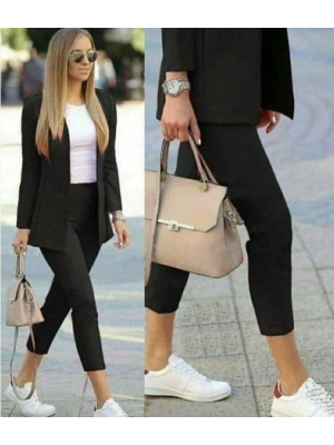 Kadın Atlas Kumaş Ceket Pantolon Takım