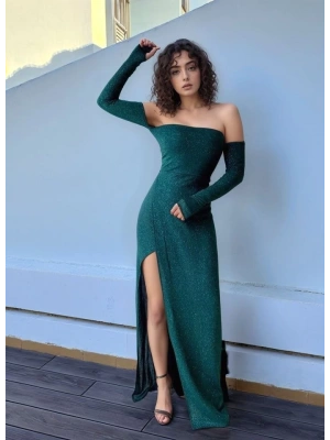 Kadın Bacak Dekolteli taplez Kol Eldiven Detay Fırsat ürün Elbise