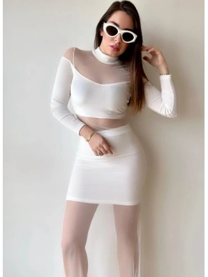 Kadın Balıkçı Yaka Transparan Dekolteli Fırsat ürün Elbise