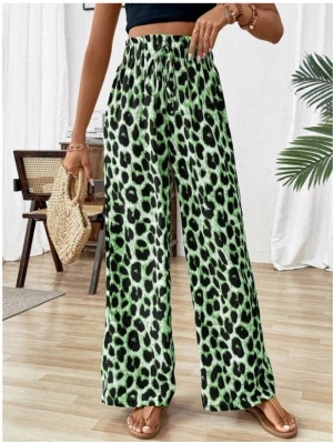 Kadın Beli Lastikli Leopar Desen Süprem Pantolon