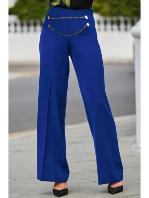 Kadın Beli Zincir Detay Ithal Krep Pantolon