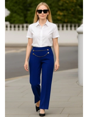 Kadın Beli Zincir Detay Ithal Krep Pantolon