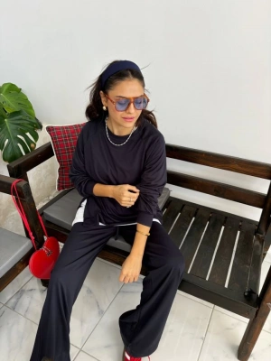 Kadın Bisiklet Yaka Atlet Detay weat Ve Ispanyol Paça alaş Detay Pantolon Ikili Takım