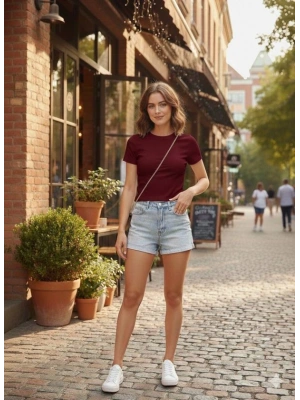 Kadın Bisiklet Yaka Düz Renk Kaşkorse Bluz