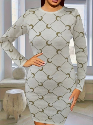 Kadın Bisiklet Yaka Uzun Kol Triko Mini Boy Elbise