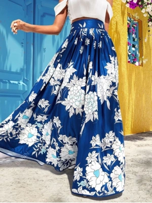 Kadın çiçek Baskılı axi Boy Süprem Etek