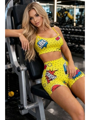 Kadın Dijital Baslıkılı Büstiyer Ve şort Ikili por Takım