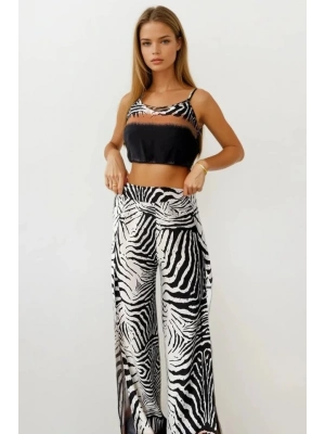 Kadın Dokuma Viskon Yırtmaç Detaylı Takım