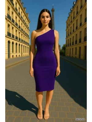 Kadın Sendy Kumaş Tek Omuz Midi Boy Elbise