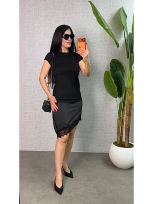 Kadın Etek Ucu Dantel Detaylı aten Kumaş Elbise