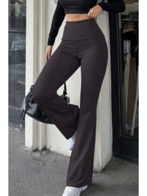 Kadın Geniş Korsaj Bel Detaylı Paçaya Doğru Geniş Yüksek Bel Dalgıç Pantolon