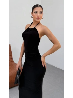 Kadın Halter Yaka ırt Dekolteli andy Kumaş axi Boy Elbise