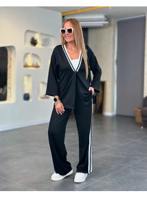 Kadın Iki Iplik Penye Kumaş çıtçıt Detaylı Ribanalı Ikili Takım