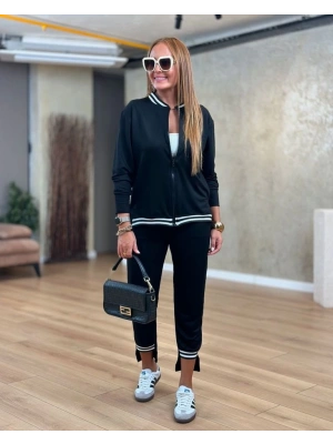 Kadın Iki Iplik Penye Kumaş Fermuar Detaylı Ribanalı Ikili Takım