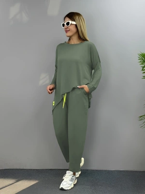 Kadın Iki Iplik Viskon Pamuk Kumaş Arma Detaylı Ikili Takım