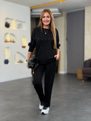 Kadın Inci Detay odal Kumaş Ikili Takım