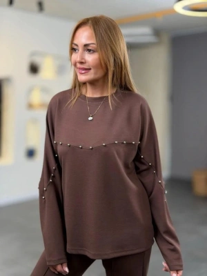 Kadın Inci Detay odal Kumaş Ikili Takım