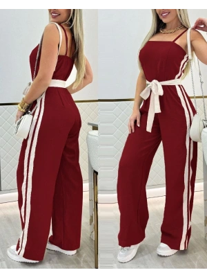 Kadın Ip Askılı Straplez Belden Kuşaklı Viskon Iki Iplik Tulum