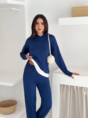 Kadın Kapşunlu Ve Atlet Detaylı Tunik Yüksek Bel Pantolunlu ıkılı Takım