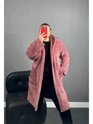 Kadın Kapüşon Ve Cep Detay Uzun Wellsoft Kaban