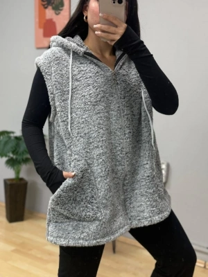 Kadın Kapüşon Ve Fermuar Detay Welsoft Kolsuz Yelek