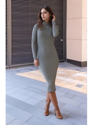 Kadın Kazayağı Desen üet Kumaş Fırsat ürün Midi Boy Elbise