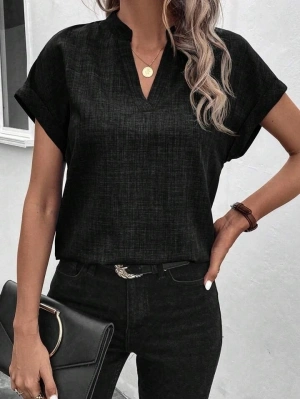 Kadın Kısa Kollu Hakim Yaka Sofya Bluz