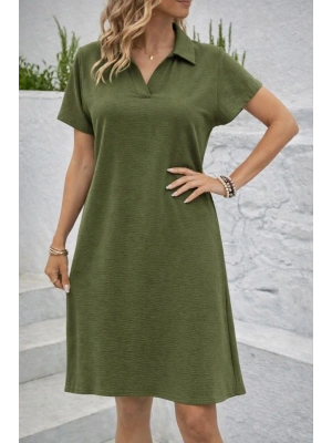 Kadın Kısa Kollu V Yaka Aerobin Kumaş Diz üstü Elbise