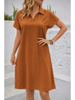 Kadın Kısa Kollu V Yaka Aerobin Kumaş Diz üstü Elbise