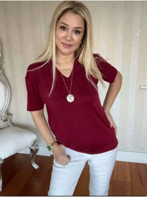 Kadın Kısa Kollu V Yaka Bluz