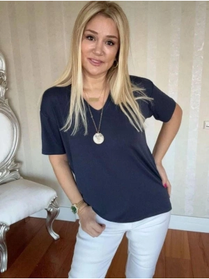 Kadın Kısa Kollu V Yaka Bluz