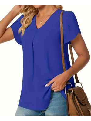 Kadın Kısa Kollu V Yaka Sandy Bluz