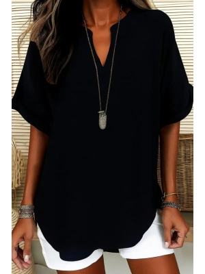 Kadın Kısa Kollu V Yakalı Aerobin Bluz