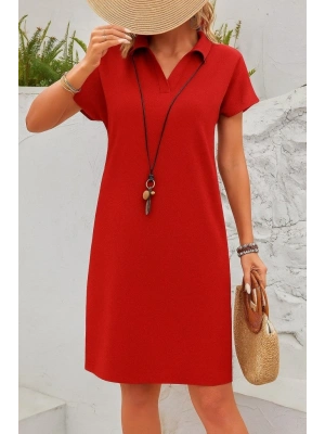 Kadın Kısa Kollu V Yakalı Bürümcük Elbise