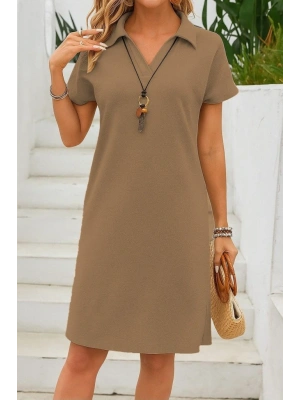 Kadın Kısa Kollu V Yakalı Bürümcük Elbise