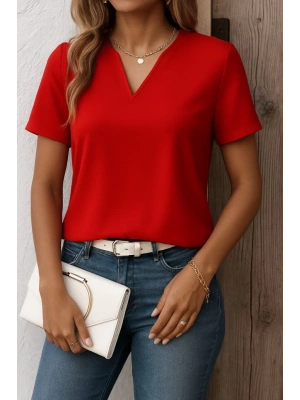 Kadın Kısa Kollu V Yakalı Ithal Krep Elbise