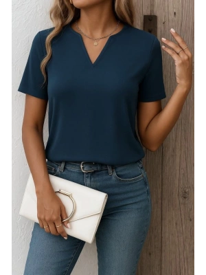 Kadın Kısa Kollu V Yakalı Ithal Krep Elbise