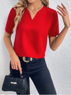 Kadın Kısa Kollu V Yakalı Ithal Krep Elbise