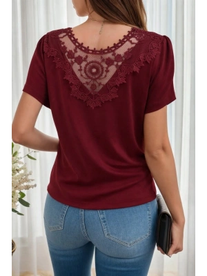 Kadın Kısa Kollu V Yakalı Viskon Bluz