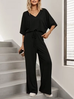 Kadın Kısa Kollu V Yakalı Viskon Bluz Ve Pantolon Ikili Takım