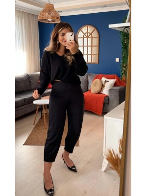 Kadın Krep Kumaş Balon Pantolon